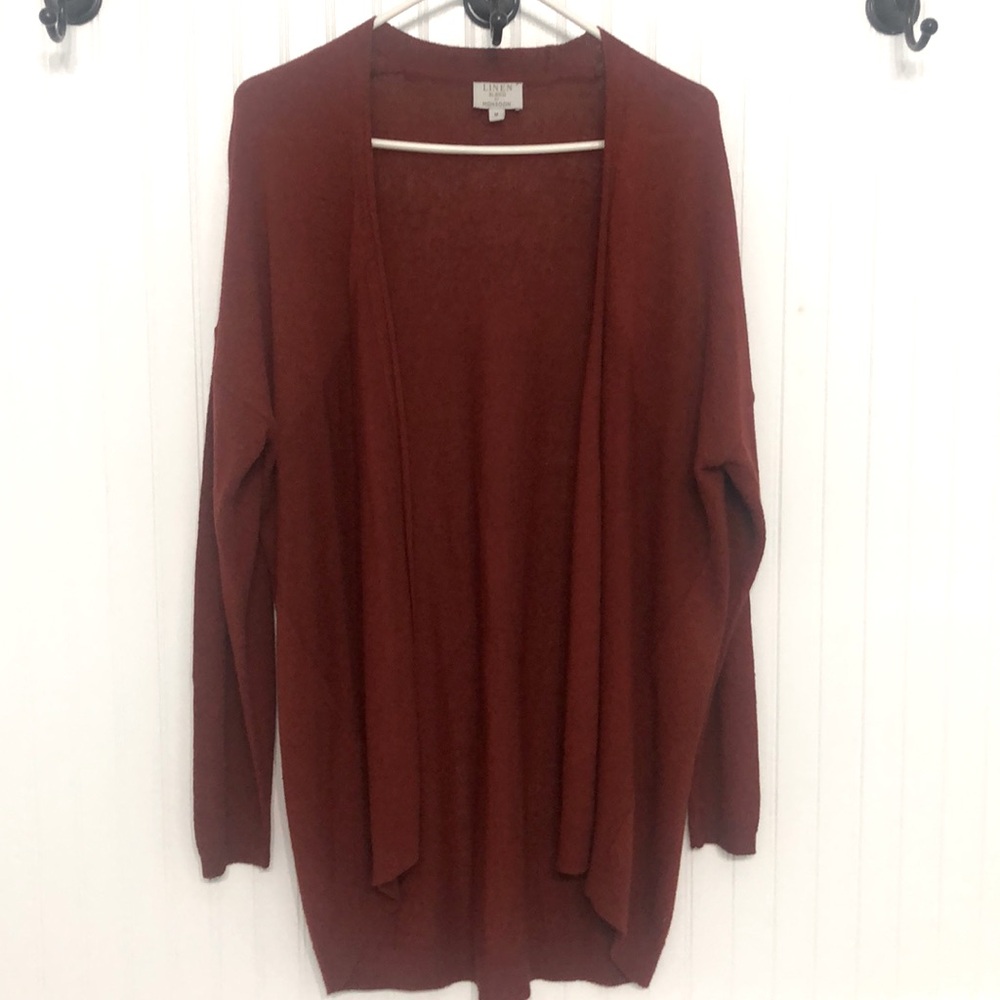 LinenBlend MONSOON London LONG Open Front Cardigan